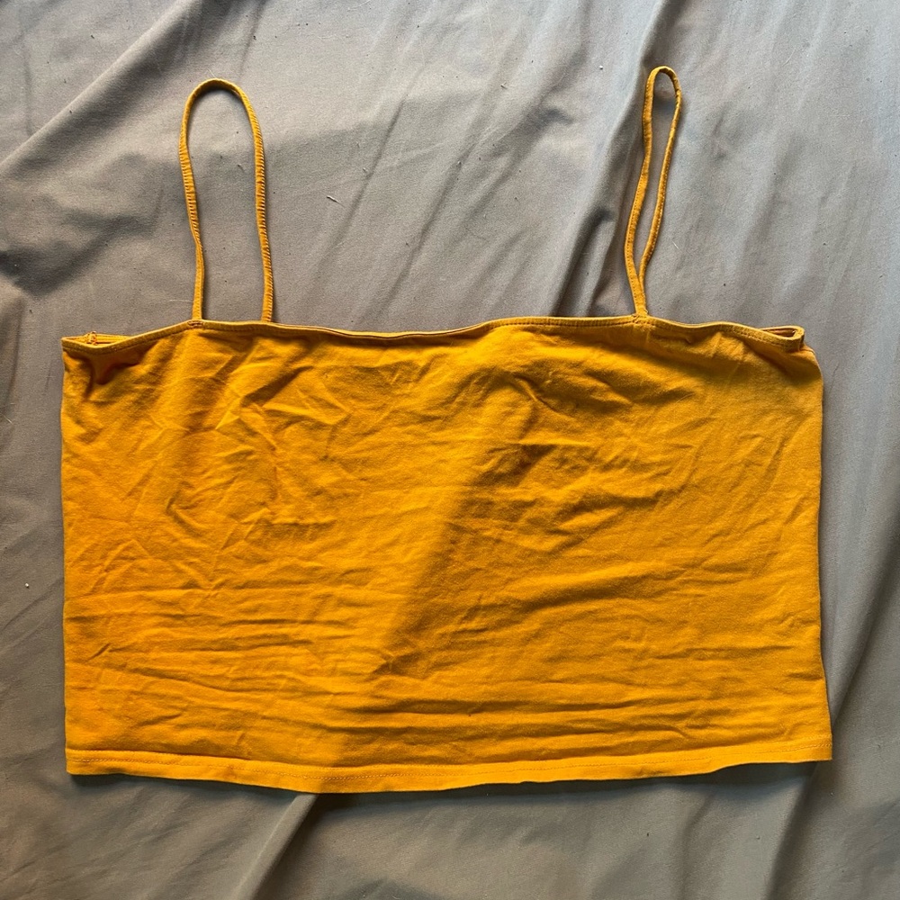 Spaghetti Strap Yellow Crop Top